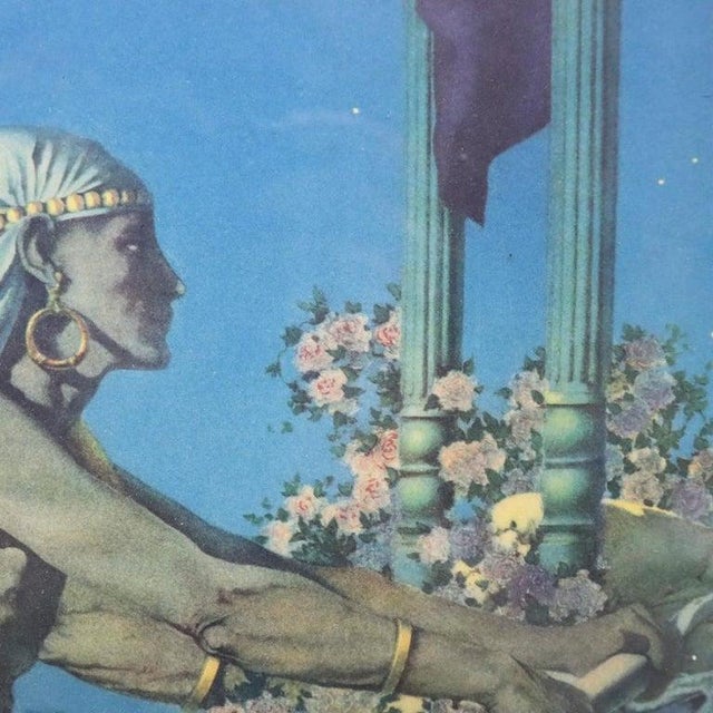 American Large Antique Wall Mirror With Maxfield Parrish Print Insert “Cleopatra" C1920 For Sale - Image 3 of 9