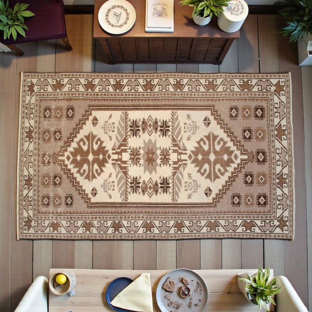 Modern 1980s Hand Knotted Turkish Rug Undyed Wool Low Pile Smal Rug - 2'7" X 4'4" For Sale - Image 3 of 13