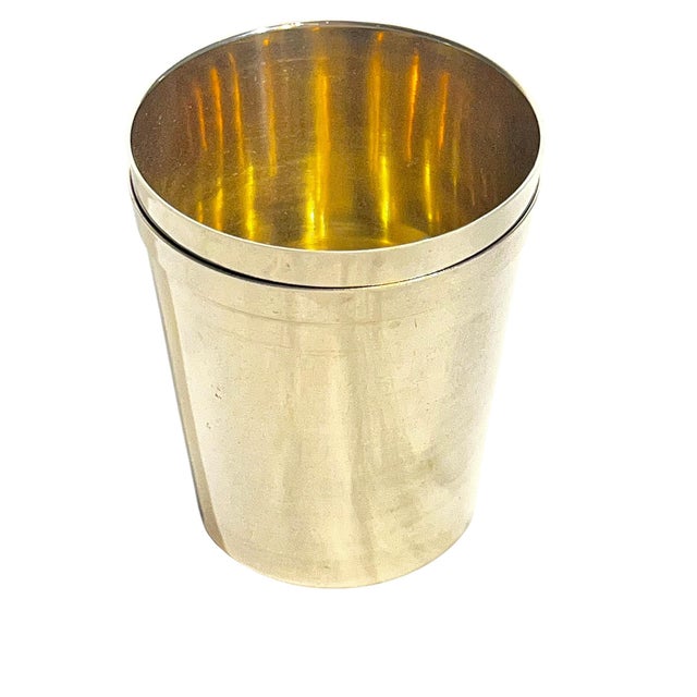Silver Pair Vintage Art Deco English Silver Plate Tumbler Cups With Gilded Interiors For Sale - Image 8 of 16