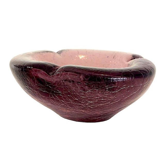 1970s 1960s Renato Anatra Murano Ghiacciato Art Glass Catchall/Ashtray, Signed For Sale - Image 5 of 13