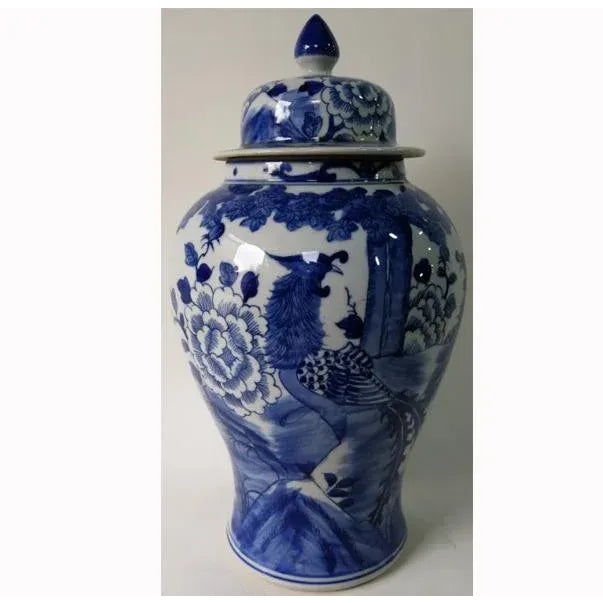 Chinese Blue and White Porcelain Ginger Jar With Birds & Flowers For Sale - Image 10 of 11