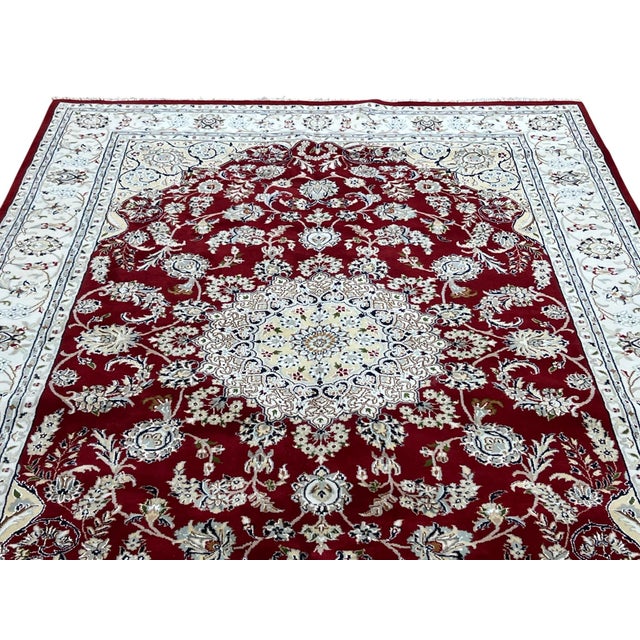 Tribal Persian Nain Wool Rug 6’1” X 9’2” For Sale - Image 3 of 6