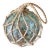 Mid 20th Century Authentic Hand Blown Blue Glass Fishing Float Buoy in Rope For Sale