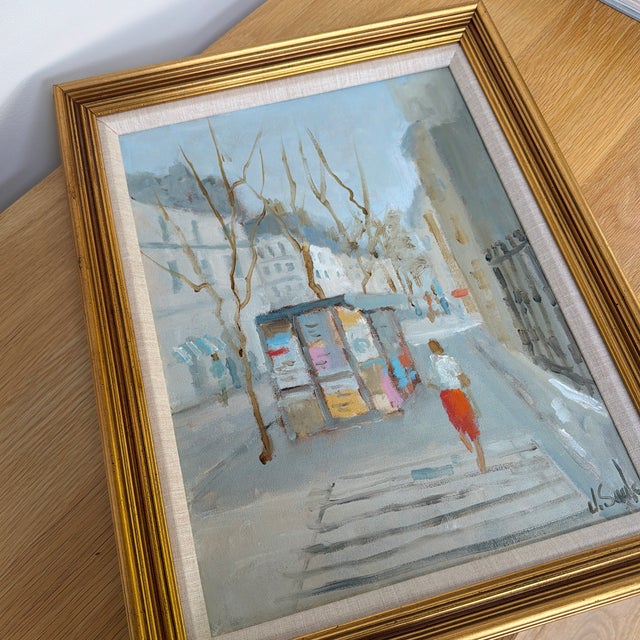 Vintage Original Parisian Street Scene Oil Painting by Jean Lay Sauls, Signed & Framed For Sale In New York - Image 6 of 12