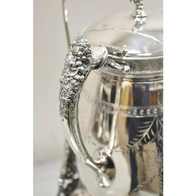 Early 20th Century Rogers Smith & Co Silver Plated Victorian Tilting Lemonade Water Pitcher W Stand For Sale - Image 9 of 12