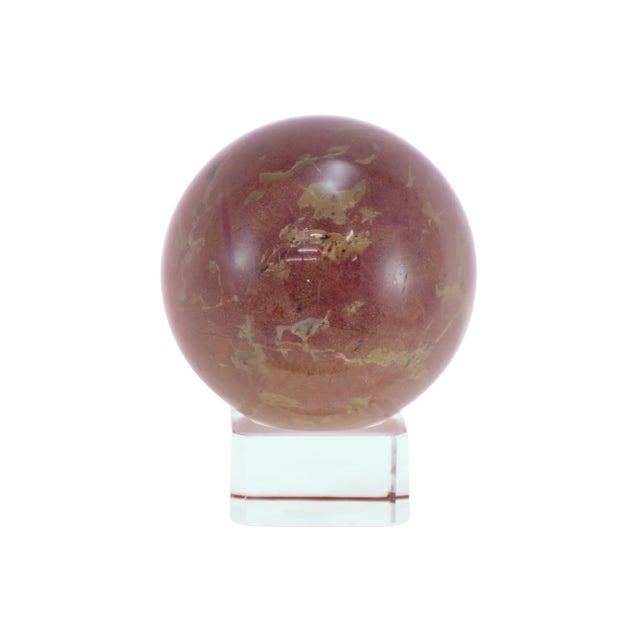 Jasper Red Stone Sphere W/Stand For Sale - Image 4 of 5