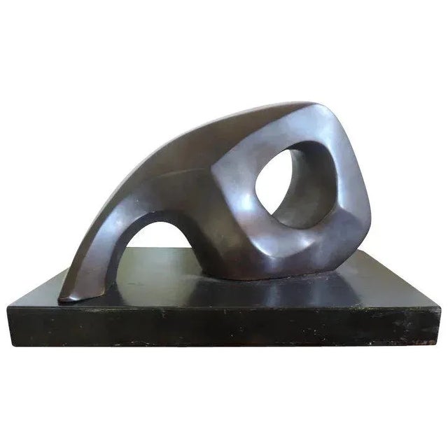 Mid-Century Modern Modernist Patinated Bronze with Black Marble Base Abstract Sculpture For Sale - Image 9 of 9