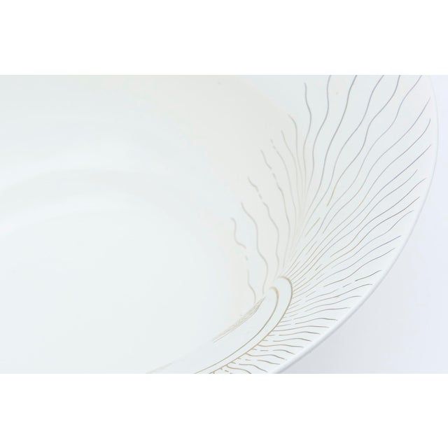 1990's Signed Large Artisan Ceramic Bowl With Gold Band and Sun Face Fornasetti Style For Sale - Image 9 of 11