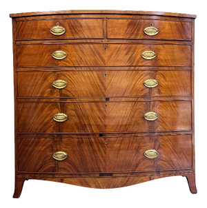 Georgian English Bow Fronted Mahogany Chest of Drawers