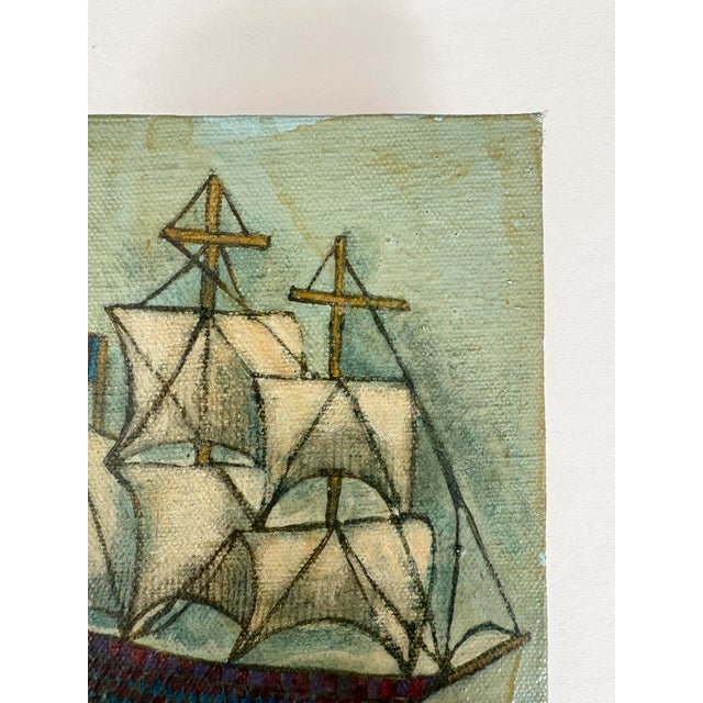 Textile Vintage Mini Folk Art Paintings, Set of 3 - Unknown Arist For Sale - Image 7 of 15