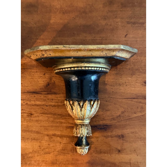 Borghese Pair of Ebony and Gilt Neoclassical Style Wall Shelves - For Sale - Image 4 of 12