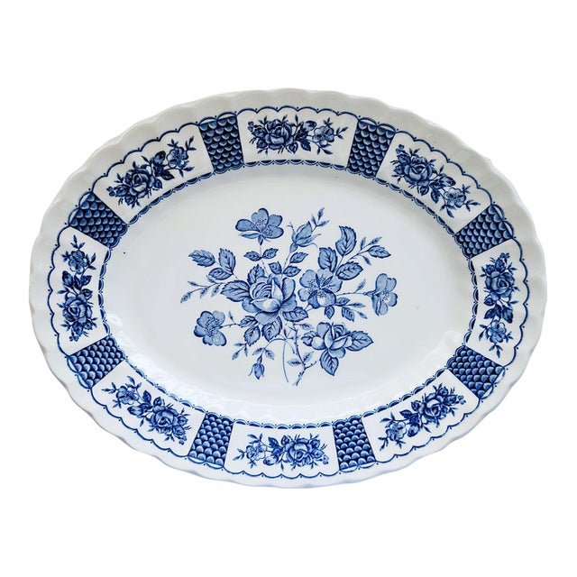 1980s Myott "Melody" Blue & White Serving Platter For Sale