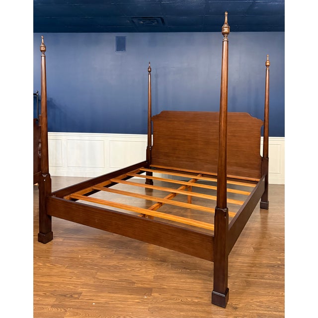 Wood Traditional Mahogany King Size Pencil Post Bed by Leighton Hall - Showroom Sample For Sale - Image 7 of 10