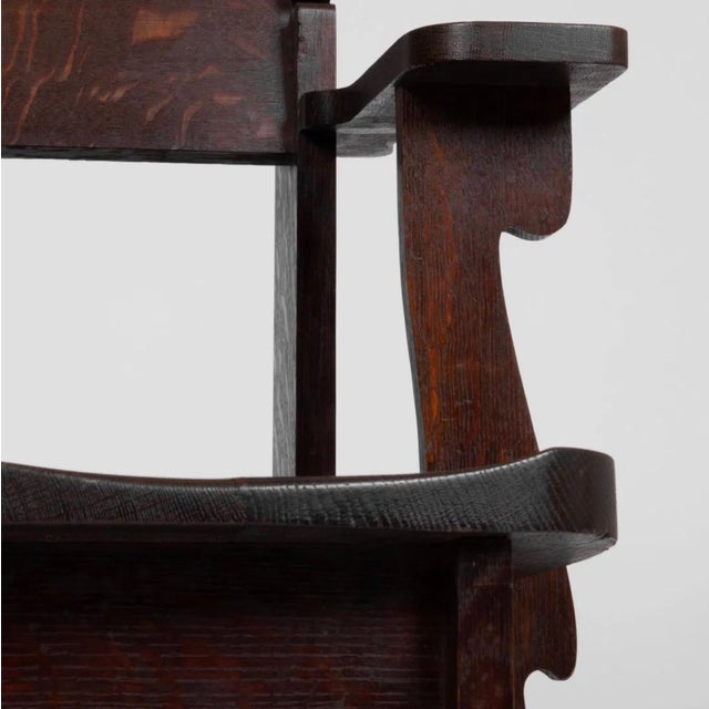 Important Set of Charles Rohlfs Stained Oak Armchairs Signed and Dated 1903 For Sale - Image 11 of 12