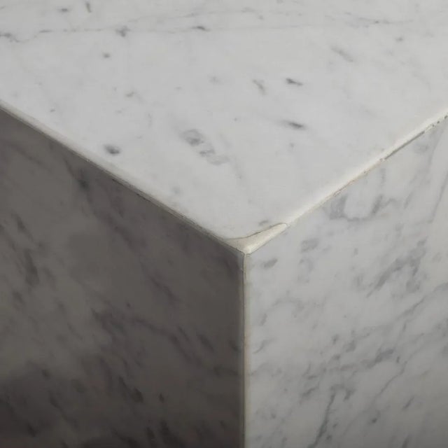 White 1960s Carrara Marble Cube Side End Tables - a Pair For Sale - Image 8 of 12