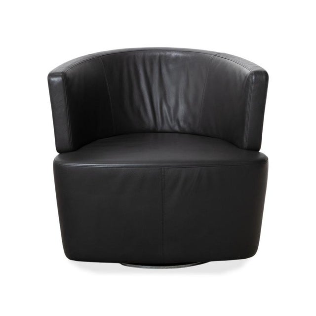 Ishino Swivel Lounge Chair in Anthracite Leather from Walter Knoll / Wilhelm Knoll For Sale - Image 5 of 15