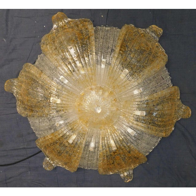 Barovier e Toso 1960s Italian Clear and Amber Graniglia Murano Flush Mount For Sale - Image 4 of 6