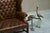English Tufted Wingback Settee in Patinated Leather, 1900 For Sale - Image 13 of 17