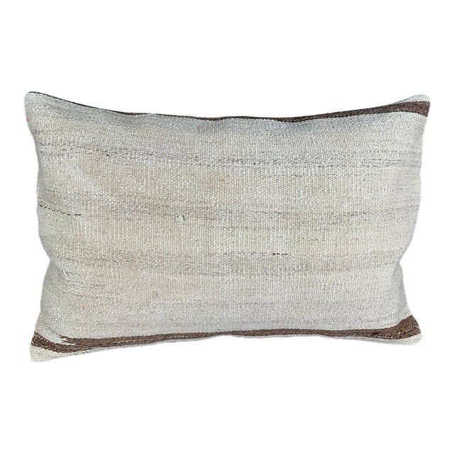 Turkish Hemp Pillow Cushion Natural Beige Brown Pillow Cushion Cover 16" x 24" For Sale