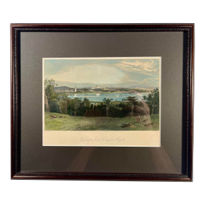 1872 Hand-Colored Steel Engraving Washington From Arlington Heights / Us Capitol