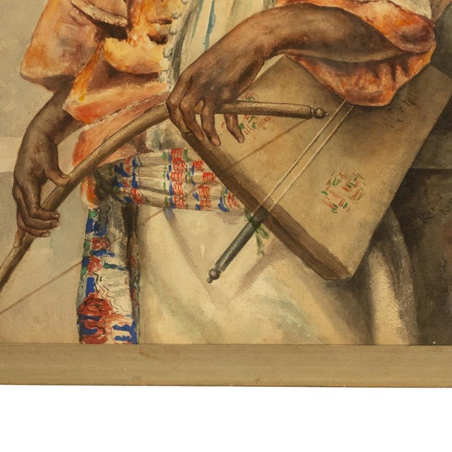 Antique 19thC Spanish Orientalist Painting North African Arab Berber Musician by Antonio Rivas, 1880 For Sale - Image 10 of 13