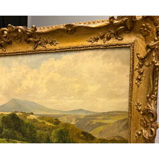 English 19th Century English Oil on Canvas Painting by James Peel, “Croft Pasture, Borrowdale,” Gilt Frame For Sale - Image 3 of 7