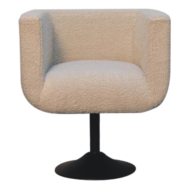 Cream Bouclé Swivel Accent Chair For Sale