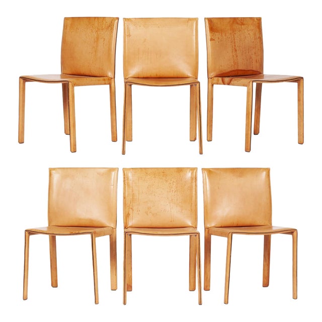 Set of 6 Enrico Pellizzoni Leather Dining Chairs For Sale