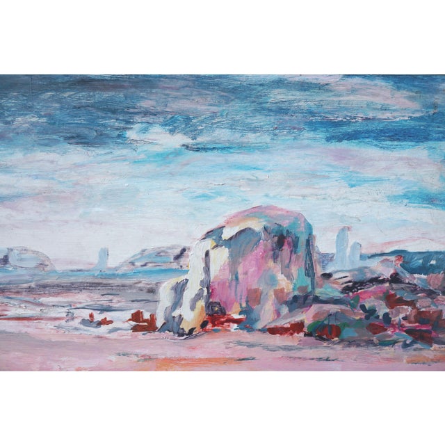 American Monument Valley Landscape Painting, American Impressionist, Circa 1945 by N. Mallory For Sale - Image 3 of 5