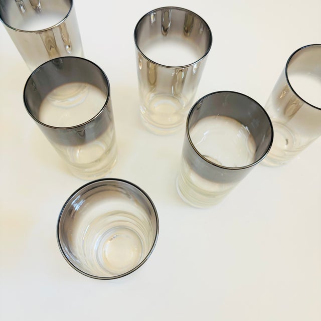 Mid Century Silver Fade Highball Tumblers by Vitreon - Set of 6 For Sale - Image 4 of 13