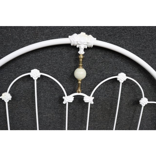 Victorian Style White Iron and Brass Twin Bed Headboard For Sale - Image 11 of 13