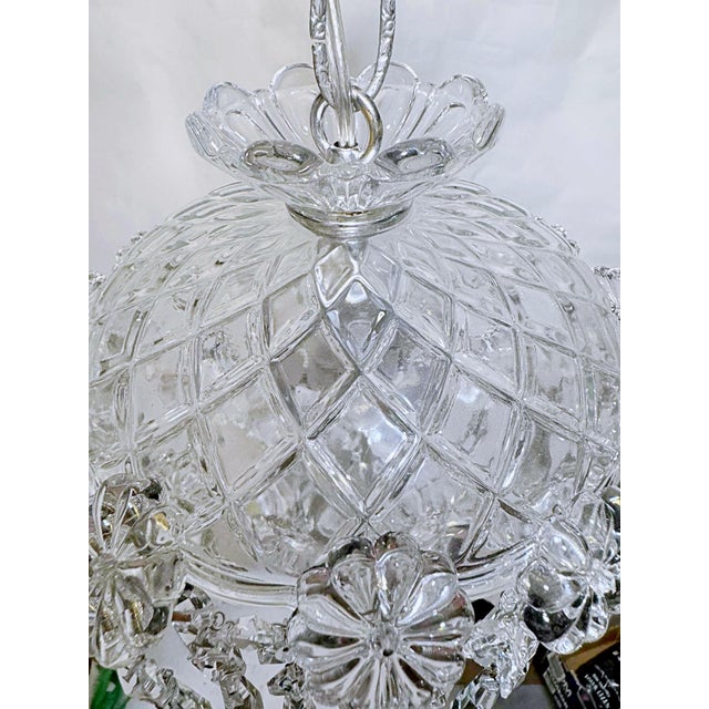 Vintage Hand Cut Glass Dish Basket Pendant For Sale - Image 10 of 10