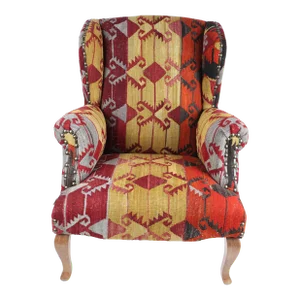 Armchair Covered With Antique Turkish Kilim
