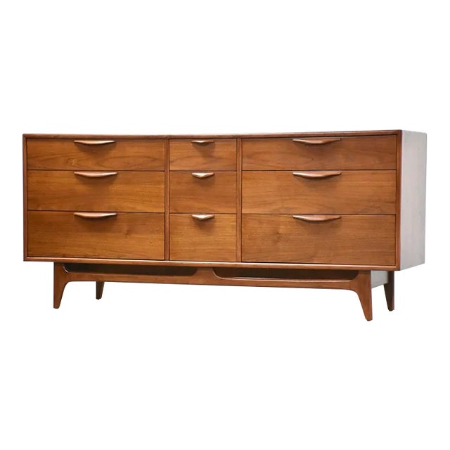 Refinished Lane Perception Walnut Dresser For Sale