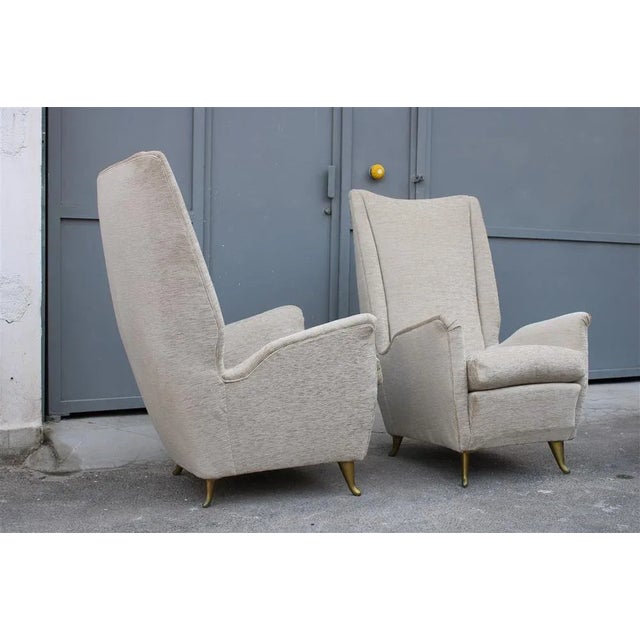 Set of Armchairs in Gilded Aluminum & Velvet from ISA, 1950s For Sale - Image 17 of 18
