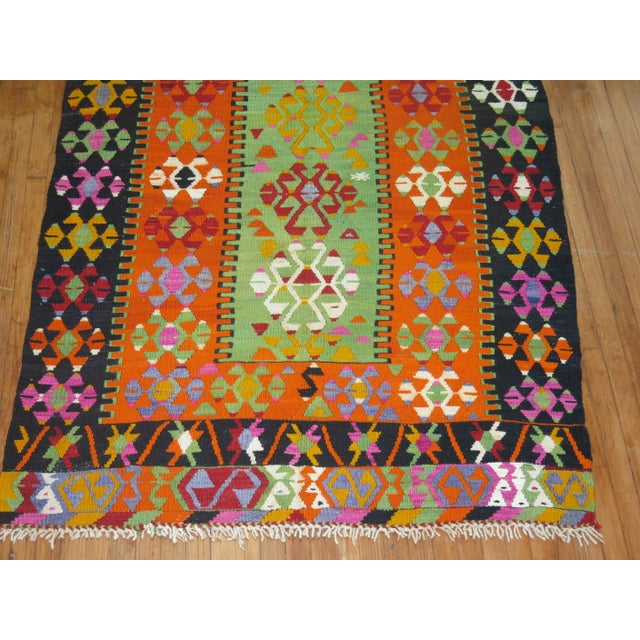 Mid 20th Century Mid 20th Century Vintage Colorful Turkish Kilim, 5' X 6'10'' For Sale - Image 5 of 6