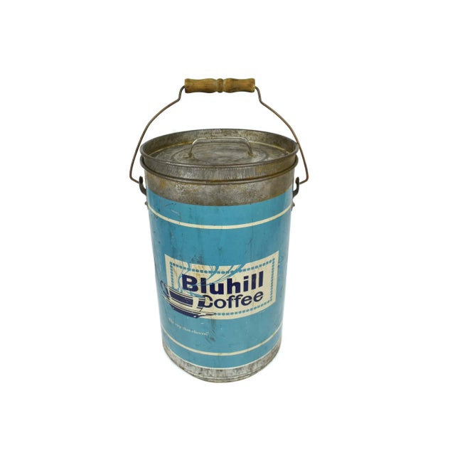 Early 20th Century Early 1900's Large Bluhill Brand Coffee Martin Bros. Co Coffee Tin Usa For Sale - Image 5 of 12