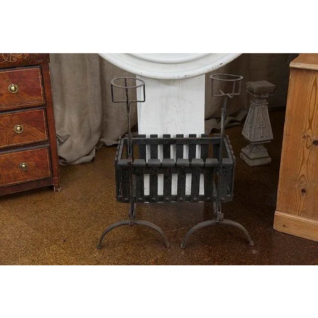 Late 19th Century English Iron Firedogs with Log Basket For Sale In San Francisco - Image 6 of 13