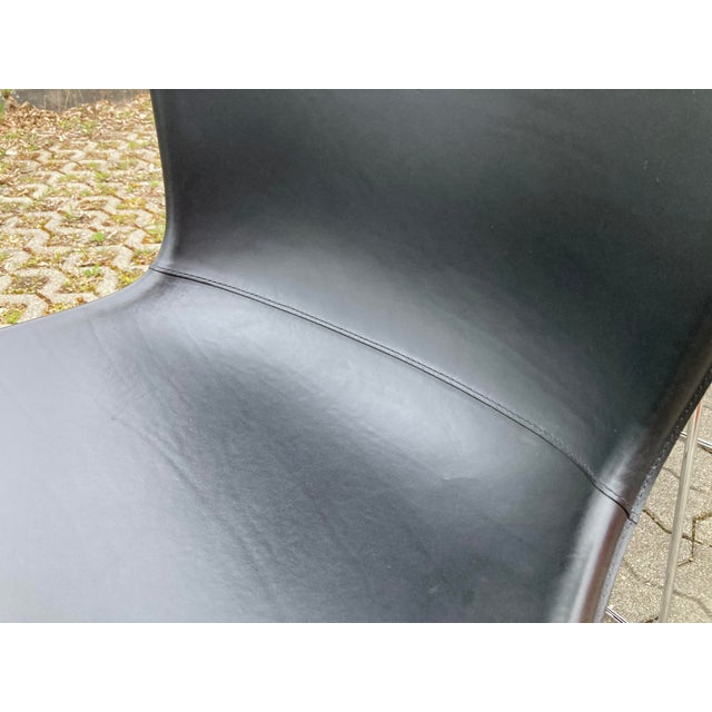 Metal Model 420 Side Chair in Saddle Leather by Harry Bertoia for Knoll Inc. / Knoll International, 2017, Set of 6 For Sale - Image 7 of 18