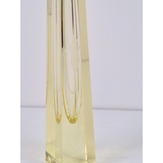Citrine Drop Cut Engraved Glass Vase by Antonin Drobnik for ZBS, 1960s For Sale - Image 6 of 14