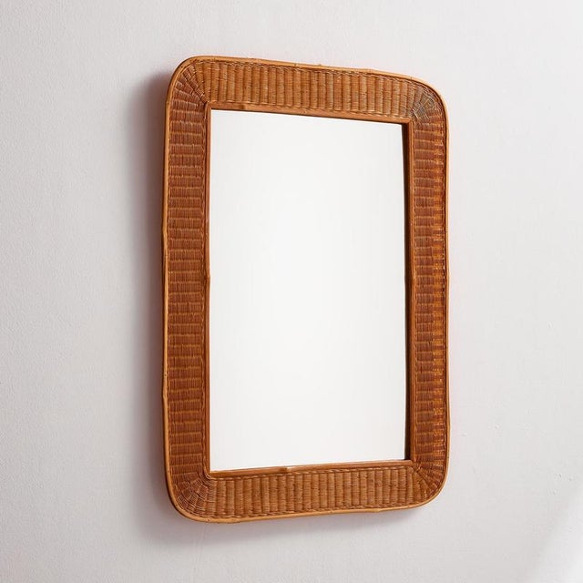 Vintage Handcrafted Rattan Framed Mirror, 1970s For Sale - Image 9 of 9