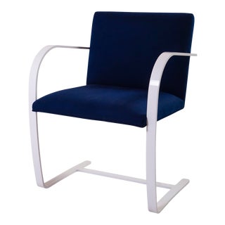 Brno Flat-Bar Chair in Navy Luxe Suede, Lunar Gloss Frame For Sale