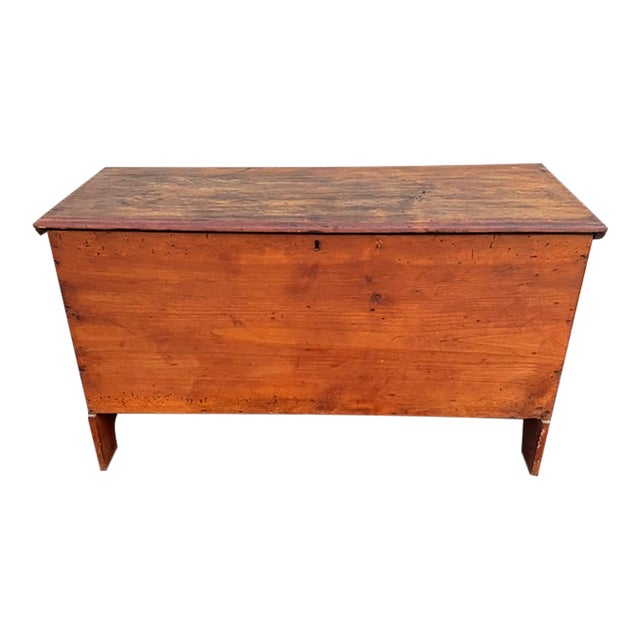 Antique Early 19th Century 6 Board Pine Blanket Chest For Sale