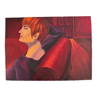 Contemporary Figurative Oil Painting, "Cautious" by Teresa DiMarco For Sale