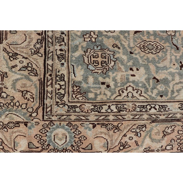 Early 20th Century All-Over Light Green Floral Antique Persian Hamadan Rug With Earthy Tones For Sale - Image 11 of 13