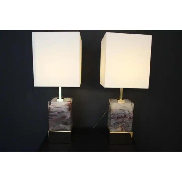 Murano Glass Block Table Lamps, 1990s, Set of 2 For Sale - Image 17 of 18