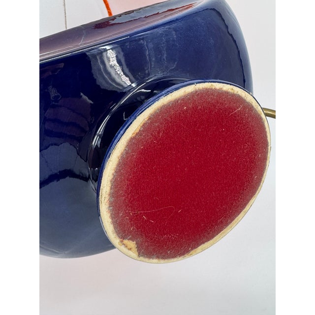 Fat Lava Table Lamp with Bright Glossy Glaze in Orange-Blue, 1960s For Sale - Image 12 of 17