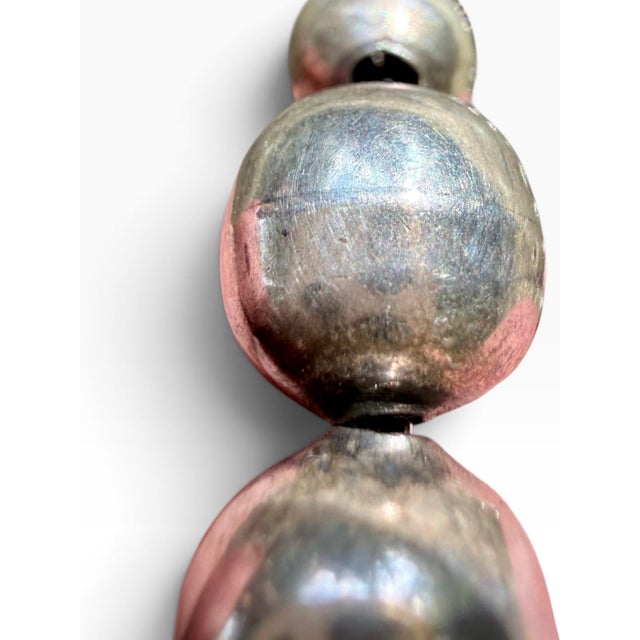 Metal Vintage Taxco Mexico 26" Graduated Sterling Silver Bead Necklace, FSG Ts-54, 141g For Sale - Image 7 of 11