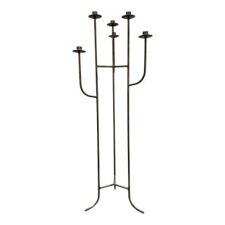 Vintage Six-Light Iron Floor Candelabra For Sale