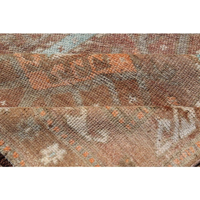 Colorful Turkish Kars Runner in Softer Tones With Tribal and Geometric Motifs 3'9 X 10'9 For Sale - Image 9 of 10